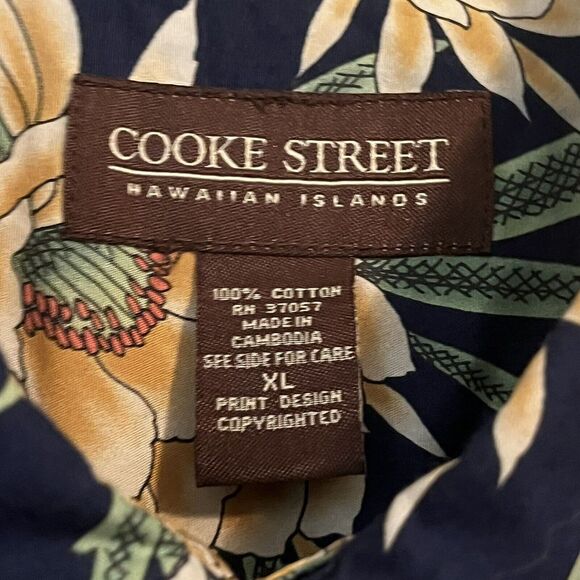 Cooke Street XL Camp Shirt Tropical Print Short Sleeve Pocket Side Vents XL - Picture 2 of 9